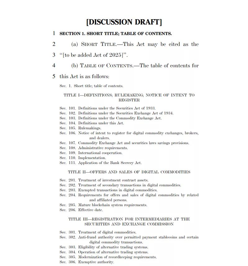 Réglementation Crypto États-Unis : analyse du premier brouillon de loi du 5 Mai 2025