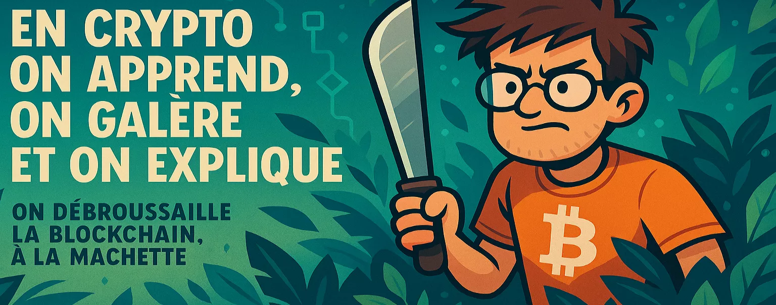 En crypto on apprend, on galère et on explique.
On débroussaille la blockchain à la machette